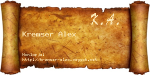 Kremser Alex névjegykártya